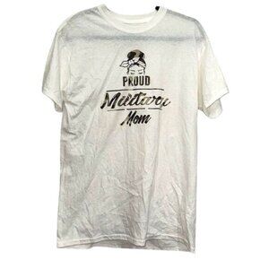 Proud Military Mom T-Shirt Gildan White Camouflage Graphic Design Short Sleeve S